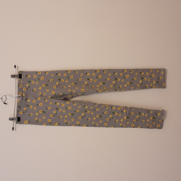 OLD NAVY - leggings girls gray with yellow flowers size L (10-12) - Picture 1 of 5